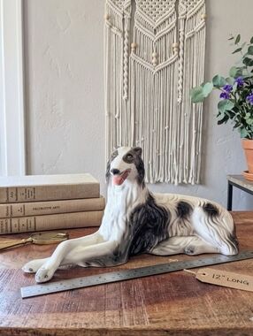 Mexican Pottery Russian Wolfhound Ceramic Dog Figurine